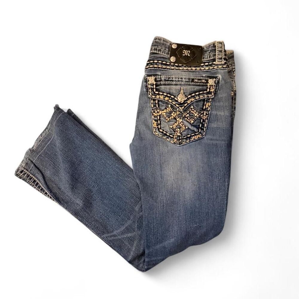 Miss Me Signature Boot Cut Jeans Women’s 30 Medium Wash Low Rise 28” Inseam